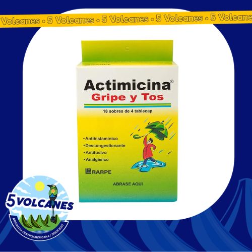 Actimicina – Antigripal para Gripe y Tos (Sobre x4 Pastillas)